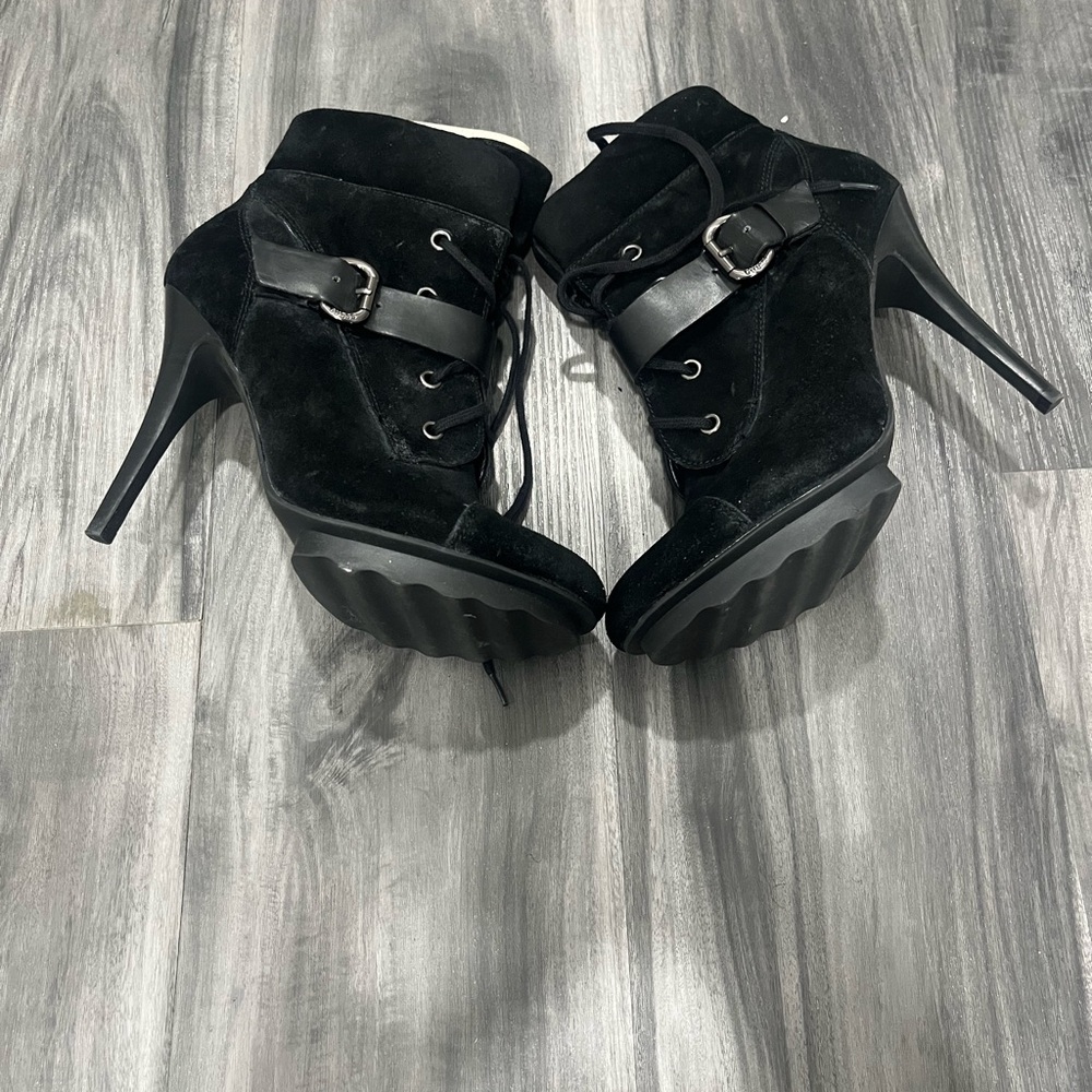 Guess Black Suede Heeled Boots